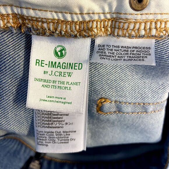 J Crew Jeans Women's 27 Blue Essential Straight Jean Button Fly Cut Off Fray Hem - Picture 6 of 8